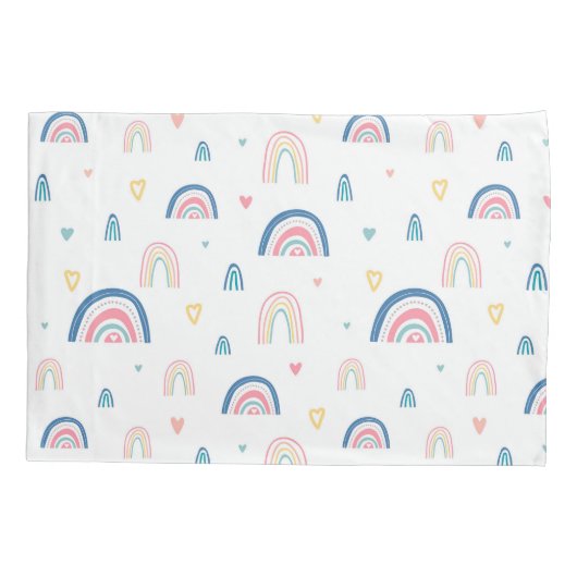 Cute Rainbows & Hearts Pattern Kussensloop (Achterkant)