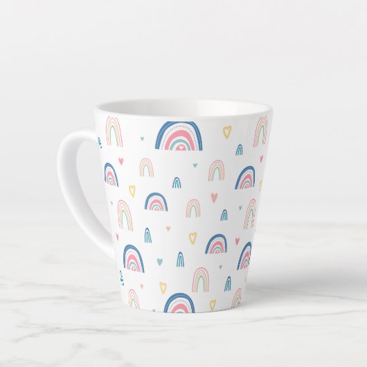 Cute Rainbows & Hearts Pattern Latte Mok (Linkerhoek)