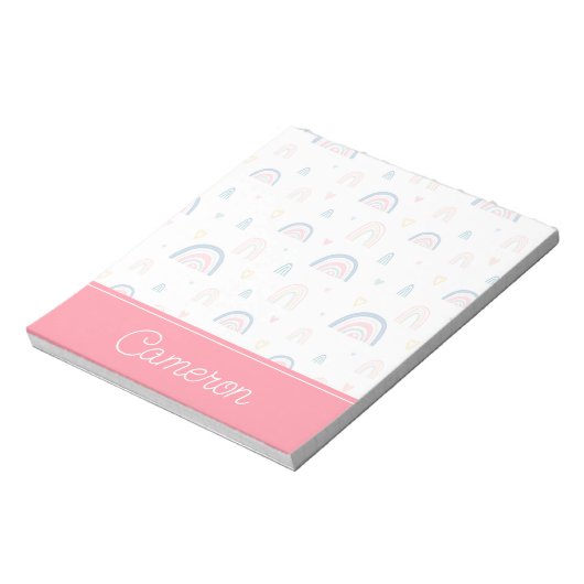 Cute Rainbows & Hearts Pattern Notitieblok (Linkerzijde)