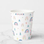 Cute Rainbows & Hearts Pattern Papieren Bekers (Achterkant)