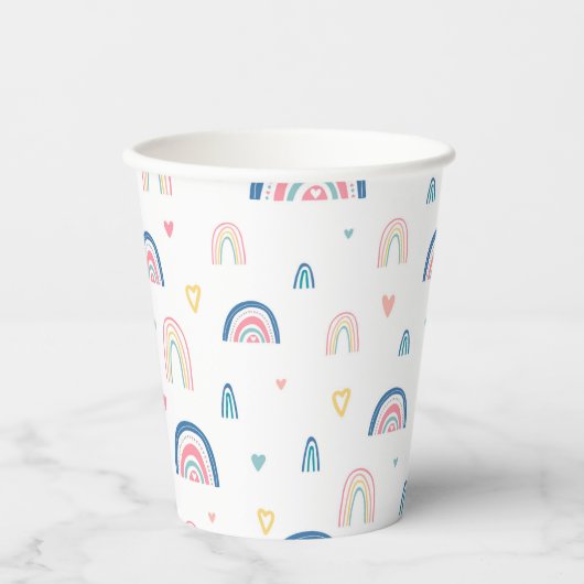Cute Rainbows & Hearts Pattern Papieren Bekers (Voorkant)