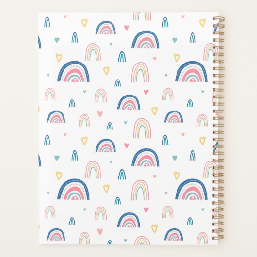 Cute Rainbows & Hearts Pattern Planner (Achterkant)