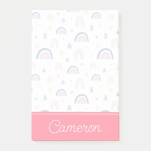 Cute Rainbows & Hearts Pattern Post-it® Notes (Voorkant)