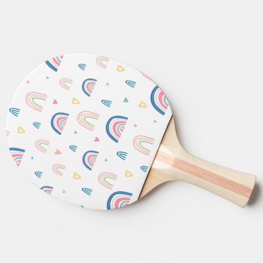 Cute Rainbows & Hearts Pattern Tafeltennisbatje (Zijkant)