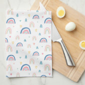 Cute Rainbows & Hearts Pattern Theedoek (Quarter Fold)