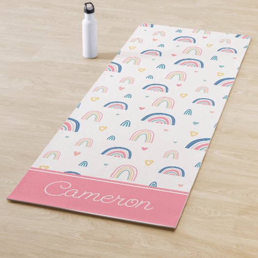 Cute Rainbows & Hearts Pattern Yogamat (In situ)