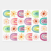 Cute Rainbows & Suns Birthday Party Inpakpapier Vel (Voorkant 3)