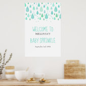 Cute Raindrops Baby Sprinkle / Shower Welkom Poster (Keuken)