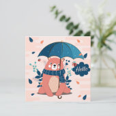Cute Rainy Day Beer Feestdagenkaart (Staand voorkant)