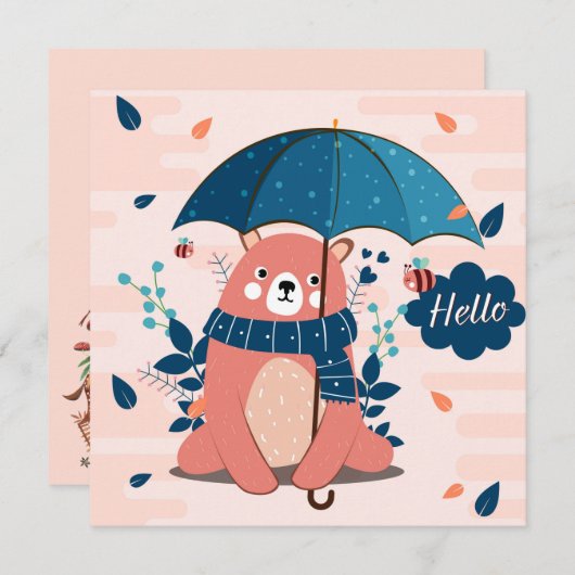Cute Rainy Day Beer Note Card Feestdagenkaart (Voorkant / Achterkant)