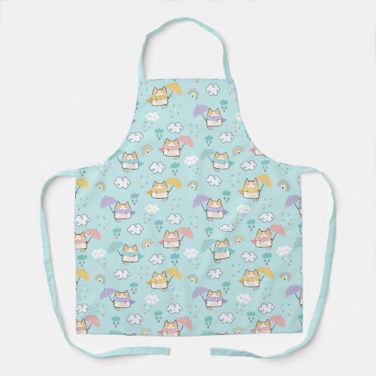 Cute Rainy Day Pattern Apron Schort (Voorkant)