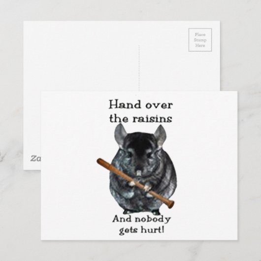 Cute Raisin Mean Chinchilla Briefkaart (Voorkant / Achterkant)