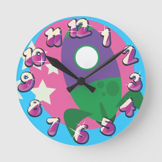 Cute-raketten Ronde Klok (Voorkant)