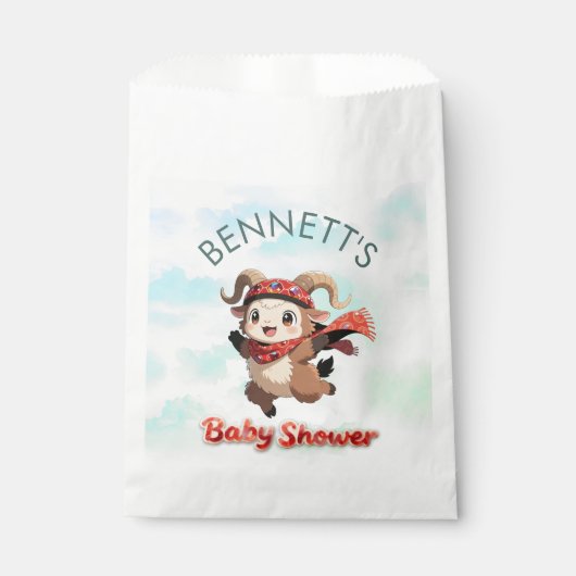 Cute Ram Winter Baby Shower Favor Bag Bedankzakje (Voorkant)