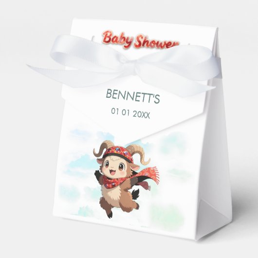 Cute Ram Winter Baby Shower Favor Box Bedankdoosjes (Voorkant Zijde)