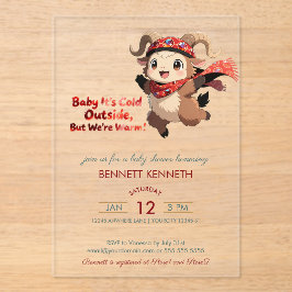 Cute Ram Winter Baby Shower Invitation Acryl Uitnodigingen