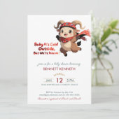 Cute Ram Winter Baby Shower Invitation Kaart (Staand voorkant)