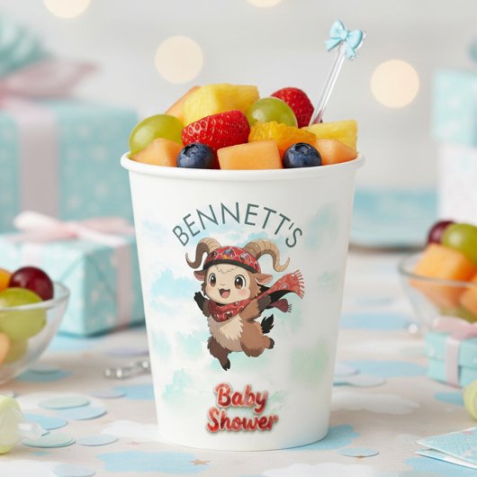 Cute Ram Winter Baby Shower Paper Cup Papieren Bekers
