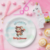 Cute Ram Winter Baby Shower Paper Plate Papieren Bordje (Feest)
