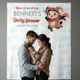 Cute Ram Winter Baby Shower Tapijt Wandkleed