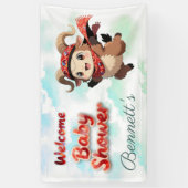 Cute Ram Winter Baby Shower Welcome  Spandoek (Verticaal)