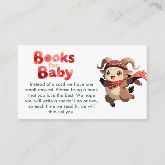 Cute Ram Winter Books for Baby Card Informatiekaartje (Voorkant)