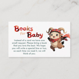 Cute Ram Winter Books for Baby Card Informatiekaartje