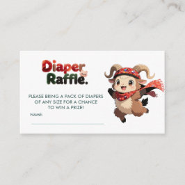 Cute Ram Winter Diaper Raffle Card Informatiekaartje