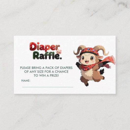 Cute Ram Winter Diaper Raffle Card Informatiekaartje (Voorkant)