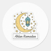 Cute Ramadan Moon and Lantern Sticker - Ahlan Rama (Voorkant)
