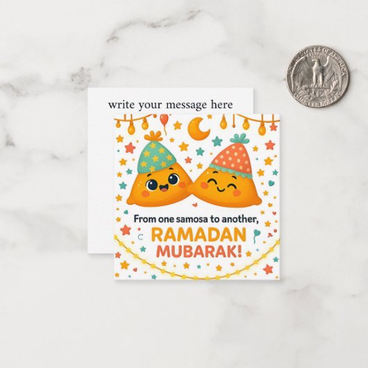 Cute Ramadan Mubarak  Notitiekaartje (Voorkant / Achterkant in situ)