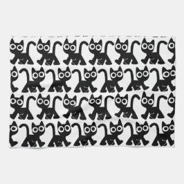 Cute Rambling Cartoon Cat Kitchen Towel Theedoek