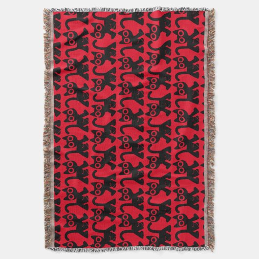 Cute Rambling Cartoon Cat Throw Blanket Deken (Voorkant Verticaal)