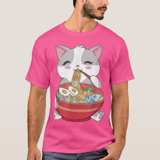 Cute Ramen Cat Cool Retro Fun Weird Bizarre Art T-shirt