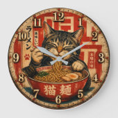 Cute Ramen Cat Grote Klok (Voorkant)