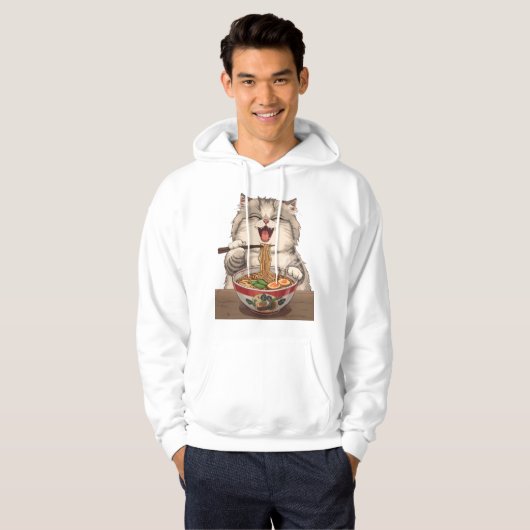 Cute Ramen Cat Illustration Hoodie (Voorkant volledig)