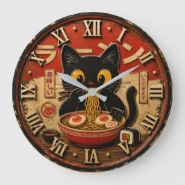 Cute Ramen Cat  Japanese Noodle Kawaii Anime Style Grote Klok