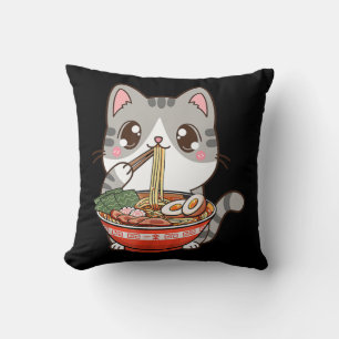 Cute Ramen Cat Kawaii Anime Japanse voedseljongen Kussen