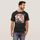 Cute Ramen Cat Kawaii Anime Sakura Pink T-shirt (Voorkant volledig)