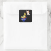 Cute Ramen Corgi Dog Vierkante Sticker (Tas)