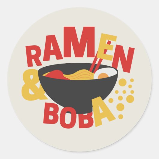 Cute Ramen en Boba Ronde Sticker (Voorkant)