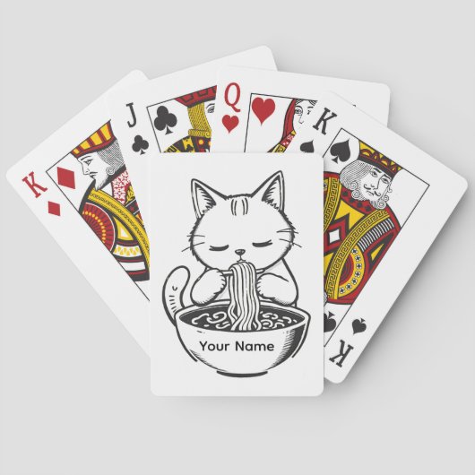Cute Ramen Kat Persoonlijk Gemaakt Pokerkaarten (Achterkant)