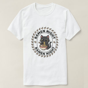 Cute Ramen Kat Ramen Nacht Japans Eten T-Shirt