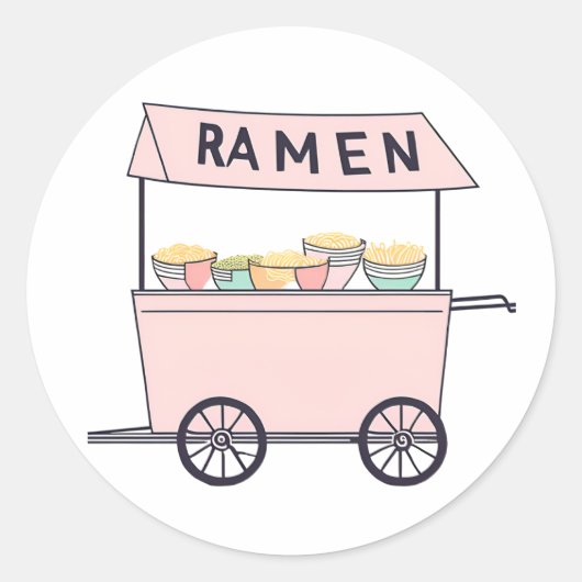 Cute ramenwagen ronde sticker (Voorkant)
