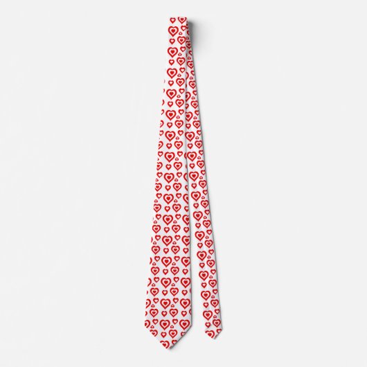 Cute Random Red & White Hearts Pattern Stropdas (Voorkant)
