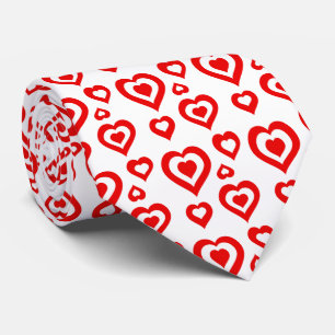 Cute Random Red & White Hearts Pattern Stropdas