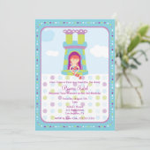 Cute Rapunzel Princess Birthday Party Invite Kaart (Staand voorkant)