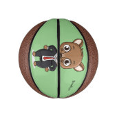 Cute rat cartoon illustratie basketbal (Verticaal)