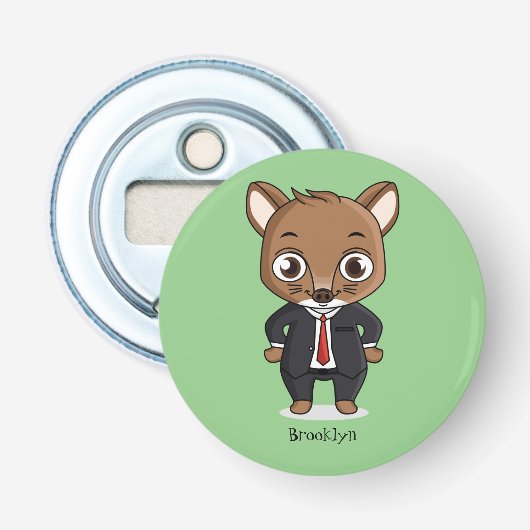 Cute rat cartoon illustratie button flesopener (Voorkant)
