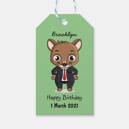 Cute rat cartoon illustratie cadeaulabel (Voorkant)